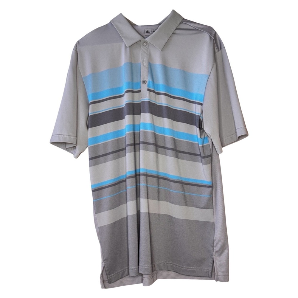 Adidas‎ Golf Polo Shirt Mens Large Climacool Performance Striped Short Sleeve